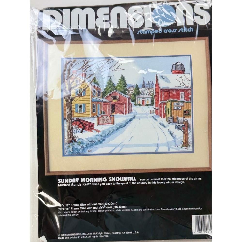 Vintage Dimensions Sunday Morning Snowfall Stamped Cross Stitch Kit #3111 Winter